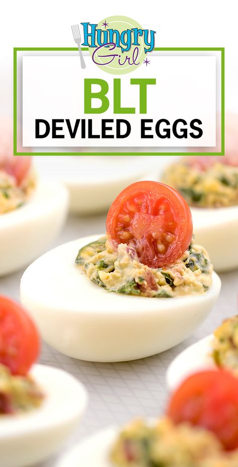 Healthy Blt, Ww Appetizers, Hungry Girl Recipes, Recipe Builder, Protein Packed Snacks, Deviled Eggs Recipe, Crunchy Snack, Hungry Girl, Eggs Recipe