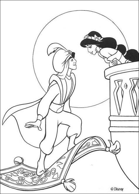 Aladdin coloring pages - Jasmine kissing Aladdin Disney Coloring Sheets, Disney Princess Colors, Disney Princess Coloring Pages, Love Coloring Pages, 강아지 그림, Princess Coloring Pages, Disney Colors, Princess Coloring, Cartoon Coloring Pages