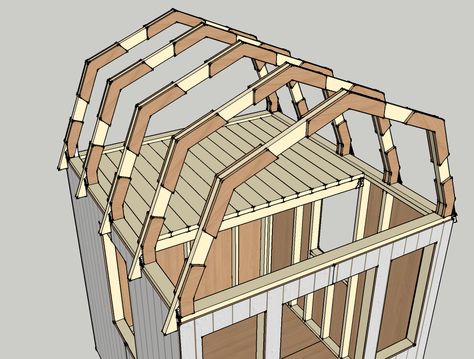 gambrel Patio Roof Covers, Hip Roof Design, Shed Plans 12x16, Gambrel Roof, Shed Building Plans, Construction Plan, Patio Roof, Building A Shed, Tiny House Cabin