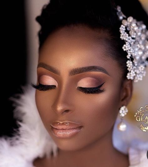 Black Wedding Makeup, Bridal Makeup For Brown Eyes, Black Bridal Makeup, African Makeup, Maquillage Yeux Cut Crease, Wedding Hairstyles And Makeup, Wedding Guest Makeup, Wedding Makeup Tutorial, Makeup For Black Skin