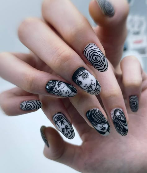 Tokyo Revengers Nails, Horror Nails, Band Nails, Art Deco Nails, Hippie Nails, Punk Nails, Romantic Nails, Amazing Nails, Anime Nails