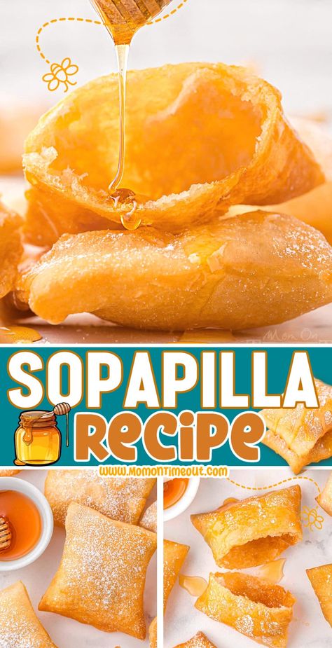 This irresistible Sopapilla recipe makes golden, puffy pockets of fried dough that are soft and airy on the inside and crispy on the outside. Whether you enjoy with honey and powdered sugar or your favorite savory toppings, these golden pastries are so easy to make and unbelievably delicious! | MomOnTimeout.com Air Fryer Sopapillas, Best Sopapilla Recipe, Soapapilla Recipe, Fried Dough Recipes, Adorable Desserts, Sopapilla Recipe, Pastry Dough Recipe, Mexican Pastries, Slow Cooker Appetizers