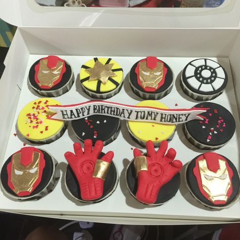 Iron Man Cupcakes, Man Cupcakes, Iron Man Theme, Bake Ideas, Iron Man Birthday, Cupcakes For Men, Mini Donuts, Birthday Cupcakes, 7th Birthday