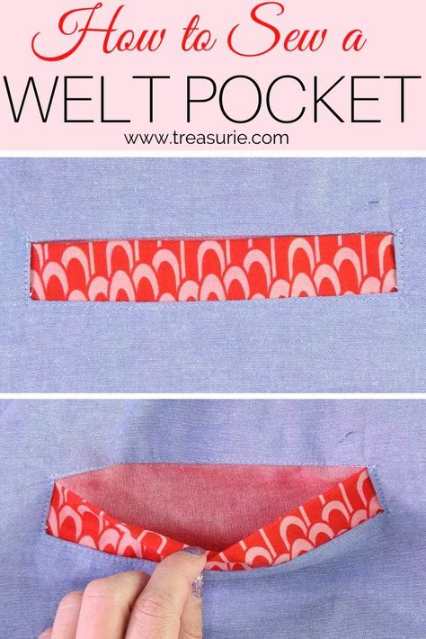 How To Make Pockets Sewing, How To Sew Welt Pockets, Making Pockets How To Sew, Single Welt Pocket Tutorial, How To Make Welt Pockets, Welt Pockets Tutorial, Sewing Welt Pockets, Sewing Pockets In Bags, How To Sew A Welt Pocket