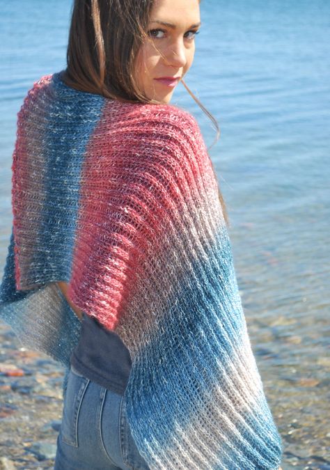 Moonstone Shawl - KB Looms Blog Loom Knitting Patterns Free Scarves & Shawls, Loom Knit Shrug, Circle Loom Projects, Loom Knit Shawl, Loom Knitting Patterns Free, Yarn Loom, Sock Loom, Loom Knitting Pattern, Afghan Loom