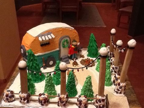 Gingerbread 2012. Christmas Tree Lot. Trailer Gingerbread House, Camper Gingerbread House, Gingerbread Trailer, Gingerbread Camper, Gingerbread Scene, Gingerbread Contest, Christmas Tree Lot, Gingerbread Creations, Gingerbread House Parties