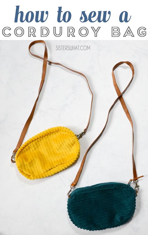 learn how to sew a corduroy bag. A quick sewing bag sewing tutorial #sewingtutorial #sewing #diybag Corduroy Bag Pattern, Diy Bag And Purse, Sewing Makeup Bag, Face Mask Machine, Diy Purses, Bag Sewing Tutorial, Corduroy Bag, Purse Diy, Sew Bags