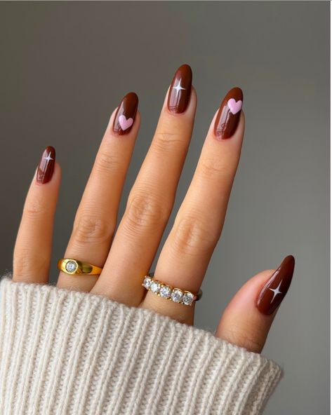 50+ Cute Fall Nail Designs You Need To Try! - Prada & Pearls Brown Nail Art, Brown Nails Design, Special Nails, February Nails, Square Nail Designs, Cute Nails For Fall, Almond Nail, Pink Nail Designs, Brown Nails