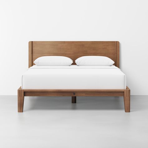 Walnut Full Bed The Bed with Headboard - Beds | Thuma Thuma Bed, Headboard Alternative, Low Profile Bed Frame, Japanese Style Bed, Bed Classic, Japanese Joinery, Elevated Bed, Bed With Headboard, Joinery Design