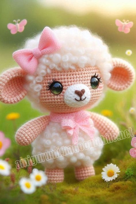 Amigurumi Little Lamb Free Pattern-2 Crochet Lamb Pattern, Tunisian Crochet Patterns, Easy Crochet Animals, Knitted Baby Blanket, Crochet Storage, Crochet Panda, Crochet Unicorn, Crochet Elephant, Crochet Baby Booties