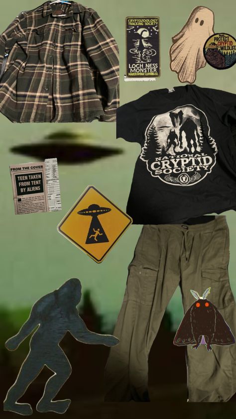 #cryptidcore #cryptid #cryptidaesthetic yes these are my actual clothes 😊 Cryptidcore Outfit Summer, Summer Cryptidcore Outfits, Cryptid Clothes, Cryptidcore Outfit Male, Cryptid Academia Outfits, Cryptidcore Clothes, Cryptid Core Aesthetic, Cryptid Outfit, Cryptid Core Outfit