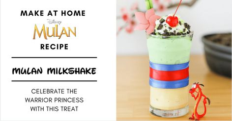 Make Any Day a Celebration With This “Mulan” Milkshake! Mulan Inspired Drinks, Mulan Inspired Food, Nerdy Recipes, Mulan Party, Disney Movie Night Food, Cookie Milkshake, Disney Baking, Disney Movie Night Dinner, Disney Foods