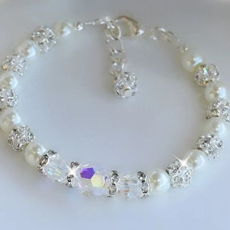 HeartofGems - Etsy Cheap Themed White Beaded Bracelets, Cheap Crystal Beaded Bracelets For Wedding, Cheap Crystal Bracelet With Spacer Beads For Parties, Cheap Party Crystal Bracelet With Spacer Beads, Cheap White Glass Bracelets, Affordable Elegant Bracelet With Round Crystal Beads, Cheap White Pearl Crystal Bracelet, Affordable Pearl Crystal Bracelet For Gifts, Cheap Crystal Bracelet With Silver Beads For Parties