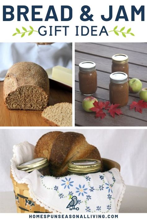 Share love and tasty food from your own kitchen by making homemade bread and jam gift baskets. Get ideas for packaging, recipes, and more on our blog. #fromscratch #simpleliving #diyideas Bread And Jam Gift, Jam Gift Basket Ideas, Jam Gift Basket, Homemade Christmas Gifts Food, Canning Gifts, Jelly Gift, Bread Gifts, Jam Gift, Bread Jam