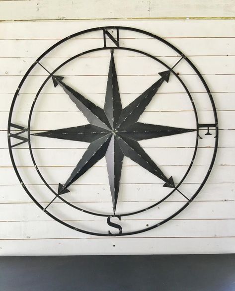 Large Outdoor Wall Art, Outside Wall Decor, Outdoor Metal Wall Decor, Exterior Wall Art, Compass Wall Art, Wrought Iron Wall Decor, Patio Wall Decor, Red Wall Decor, Compass Wall Decor