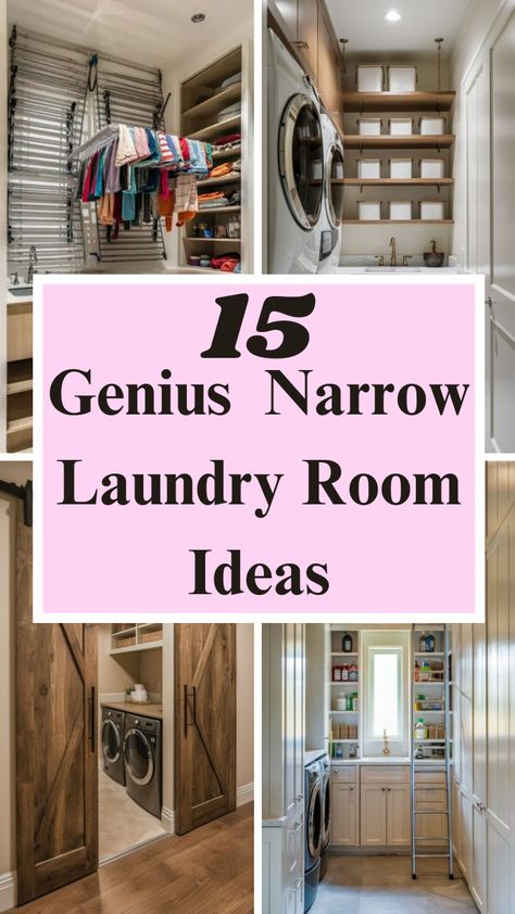 Maximize your small space with these 15 Genius Narrow Laundry Room Ideas! From clever storage solutions to space-saving hacks, these ideas will help you create a functional, organized, and stylish laundry area—even in tight spaces. Perfect for small apartments and narrow layouts, these tips make laundry day easier and more efficient.

#LaundryRoomIdeas #SmallSpaceLiving #LaundryRoomOrganization #HomeOrganization #LaundryRoomDecor #SmallLaundryRoom #StorageSolutions Laundry Section Ideas, Laundry Room Design Long Narrow, Laundry Basket Storage Above Washer, Small Laundry Entryway, Laundry Room Drying Bar, Door From Kitchen To Laundry Room, Laundry Room Partition Ideas, Laundry Room Organization Minimalist, Laundry Room Walk Through Garage