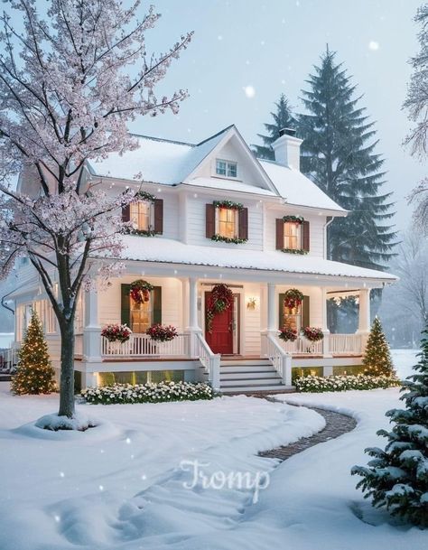 Christmas Cottage Exterior, Yellow Victorian House, Home Architecture Styles, Cozy Cottages, English Manor Houses, Exterior Inspiration, Christmas Houses, Castle Aesthetic, Home Id