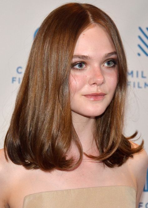 Elle Fanning Straight Medium Brown Blunt Cut, Bob Hairstyle | Steal Her Style Elle Fanning Hair, Honey Brown Hair, Brown Hair Looks, Steal Her Style, Film Institute, Mill Valley, Haircut And Color, Elle Fanning, San Rafael