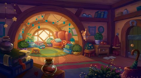 Cartoon Interior on Behance Cartoon Interior Design, Fairytale Interior, Cartoon Interior, Tattoos For Women Meaningful, Interior Concept Art, Witch Room, Bg Design, Location Inspiration, Cartoon Background