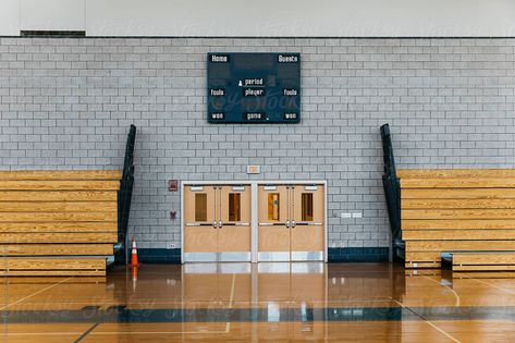 School Photography Photos and Aesthetic in gynasium with Scoreboard #school #highschool #americanhighschool #schoolphotography #americanhighschool #schoolphotographyaesthetic #schoolphotoshoot #Interiorschoolphotography #schoolhallwayphotography #schoolclassromphotography School Gymnasium Aesthetic, Midtown High School Aesthetic, School Bleachers Aesthetic, Gymnasium Aesthetic, Midtown High School, School Bleachers, American High School Aesthetic, American School Aesthetic, Highschool Photography