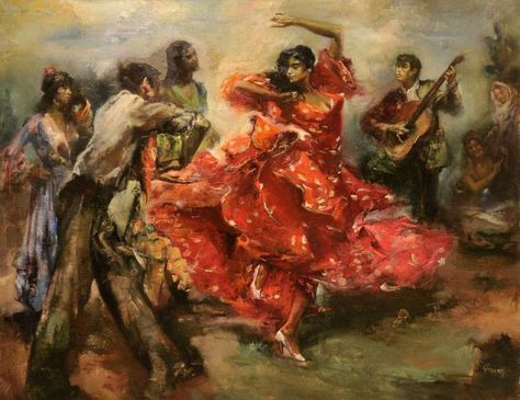 young woman flamenco Ap Portfolio, Flamenco Dancers, Art Oil, Young Woman, Rosary, Oil Painting, Portfolio, Paintings, Quick Saves