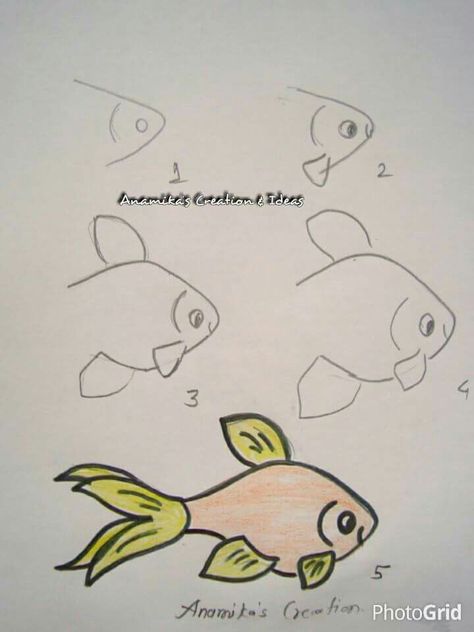 Drawing Drawing Fish, Sea Drawing, Drawn Fish, Stick Art, Student Drawing, Fish Drawings, Drawing Prompt, Cartoon Sketches, Easy Doodles Drawings