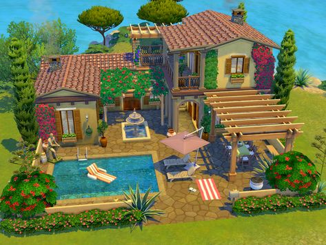 Sims 4 Selvadorada Build, Jungle House Aesthetic, Sims Architecture, Mint Living Rooms, Modern Eco House, Hippie House, The Sims 4 Lots, Jungle House, Sims Houses