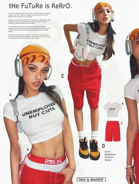 Streetwear Fashion Magazine, Streetwear Ads, Street Fashion Magazine, Headphones Outfit, Y2k Magazine, Fashion Top Outfits, 90s Fashion Outfits, Photoshoot Concept, Oui Oui