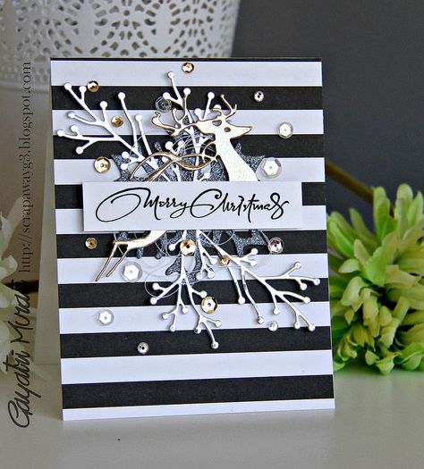 Christmas card series - Set II White Christmas Card, Kraft Cards, Winter Karten, Black And White Christmas, Christmas Card Inspiration, Homemade Christmas Cards, Stampin Up Christmas, Diy Christmas Cards, Christmas Cards To Make