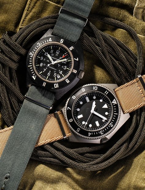 We Field-Tested Two Military Watches in the Army • Gear Patrol Marathon Navigator Watch, Seiko Military Watch, Gold Watches For Women, Vintage Military Watches, Survival Watch, Military Style Watches, Rolex Wrist Watch, Watch Photography, Mens Rolex