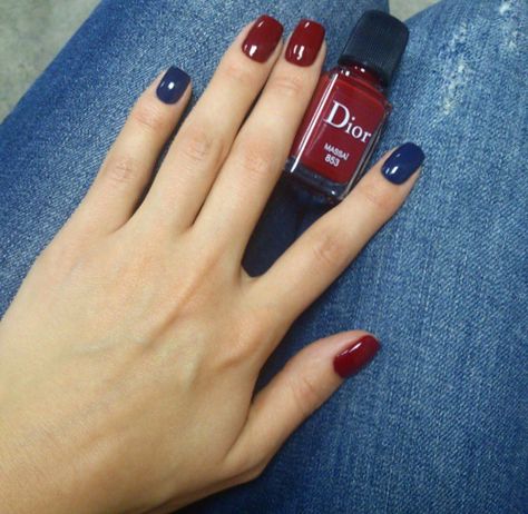 .. Dark Blue And Red Nails, Blue And Red Nails Ideas, Navy Blue And Red Nails, Red And Navy Nails, Navy And Red Nails, Black And Royal Blue Nails, Red And Blue Nails Design, Blue And Red Nails, Red And Blue Nails