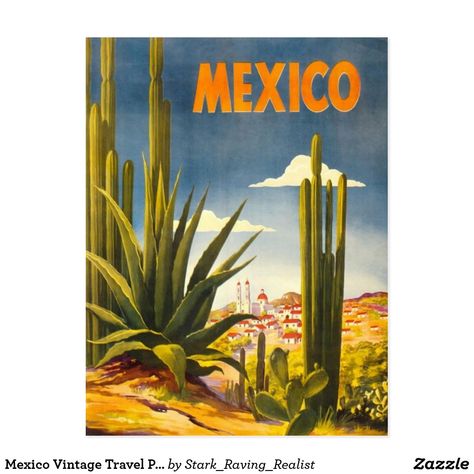 Mexico Vintage Travel Postcard Mexico Cactus, Large Cactus, Vintage Postcards Travel, Vintage Cactus, Desert Scene, Vintage Mexico, Travel Postcard, Poster Vintage, Mexico Travel