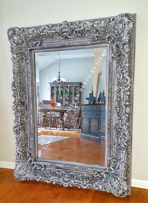 Give your old mirror a new look with a fresh coat of paint. You won't believe its the same mirror once you're done! Diy Mirror Frame Painting Ideas, Mirror Frame Painting, Frame Painting Ideas, Mirror Frame Painting Ideas, Pottery Barn Mirror Hack, Barn Mirror, Diy Mirror Frame, Pottery Barn Mirror, Raffia Mirror