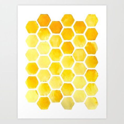 Honeycomb Watercolor Painting, Watercolour Honeycomb, Watercolor Honeycomb, Honeycomb Art, Honeybee Art, Art Night, Bee Decor, Grade 6, Gcse Art