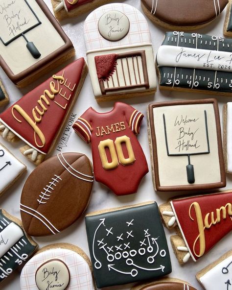 Hartwork Cookie Co. Compare Yourself To Others, Anniversary Cookies, Football Cookies, Cookie Sets, Football Baby Shower, Company Anniversary, Crazy Cookies, Cookie Videos, Spring Cookies