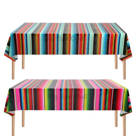 PRICES MAY VARY. [LARGE SIZE] 54*108 Inch. Which is long enough to seat 4–6 people, fits most dining tables. It is also easy to fold, you can store it when you're not using it. [PREMIUM MATERIAL] Mexican plastic striped tablecloths are made from a high-quality PE material which is naturally soft, smooth, easy to use and clean. Simply wipe it down with a damp cloth or dispose of it after use. And will protect your tables from scratches, splashes and spills. [MEXICAN SERAPE DESIGNS] 2 pack A style Time Two Fiesta Birthday Party, Taco Themed Birthday Party, Mexican Themed Party, Mexican Fiesta Birthday Party, Mexican Fiesta Party, Fiesta Birthday Party, Mexican Birthday, Mexican Serapes, Striped Tablecloths