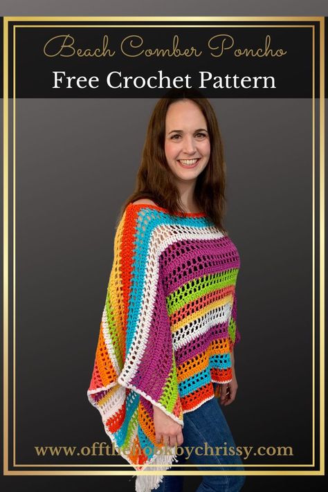 Crochet Poncho Sweater Pattern, Easy Crochet Poncho, Amanda Crochets, Crochet Poncho Patterns Easy, Poncho Crochet Pattern, Poncho Patterns, Beach Poncho, Poncho Pullover, Crochet Poncho Free Pattern