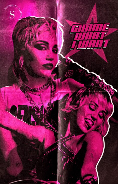 80s Cover Art, Punk Rock Barbie, Pink Y2k Poster, Miley Cyrus Poster, 80s Cyberpunk, Punk Graphic Design, Girly Punk, Magazine Cover Ideas, Pixel Art Landscape