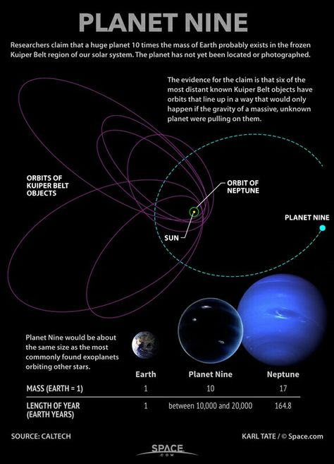 Planet Nine Physics Mathematics, Planet 9, Kuiper Belt, Astronomy Facts, Science Physics, Astronomy Science, Space Facts, E Mc2, Space Pictures