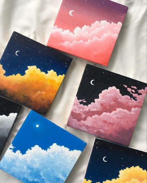 Acrylic Painting Wall Art, Group Paint Night Ideas, 5x5 Painting Ideas, Art Acrylic Painting Ideas Abstract, Easy Mini Paintings, Room Decor Paintings Canvases, Small Canvas Art Ideas, Simple Mini Canvas Paintings, Painting Acrylic Ideas