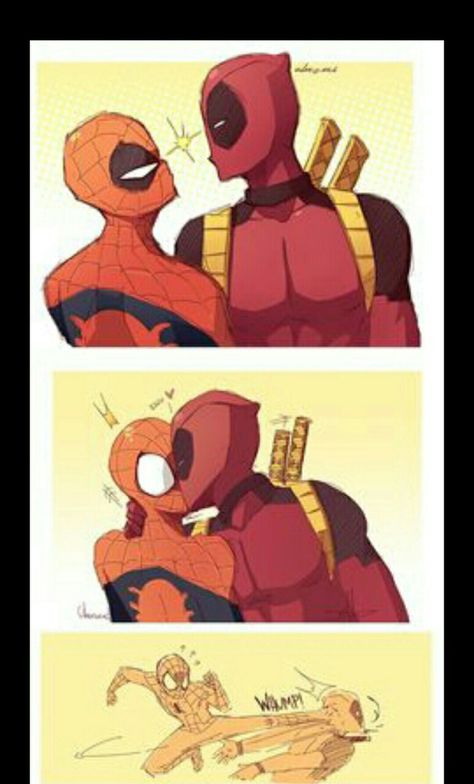 Deadpool X Spiderman Kiss, Spider Pool, Spiderman And Deadpool, Deadpool Y Spiderman, Spiderman Deadpool, Deadpool Spiderman, Deadpool X Spiderman, Deadpool Funny, Deadpool And Spiderman