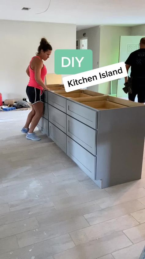 Diy Modern Kitchen Island, How To Build An Island For Kitchen, Diy Kitchen Island Projects, Diy Island With Seating, Diy Kitchen Island From Cabinets, Making A Kitchen Island, Kitchen Island Diy With Seating, Kitchen Island Ideas Diy, Diy Island Kitchen