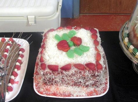 Strawberry Coconut Jelly Cake Jelly Cake Recipe, Jelly Strawberry, Strawberry Gelatin, Cake Coconut, Coconut Jelly, Apple Jelly, Cake Strawberry, Strawberry Jelly, Just A Pinch Recipes