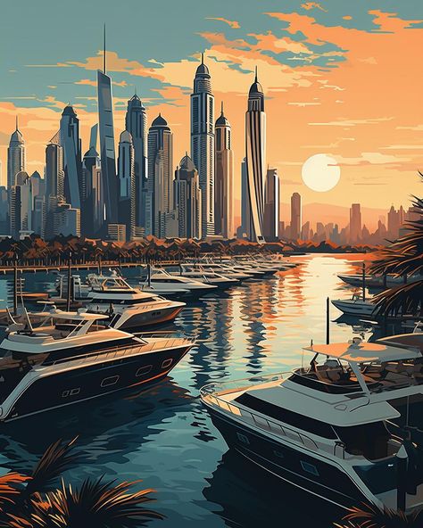 City of dubai Dubai Digital Art, Dubai Artwork, Dubai Illustration, Building Drawings, Dubai Art, Arabic Wedding, Couples Poster, Dubai Aesthetic, Building Drawing