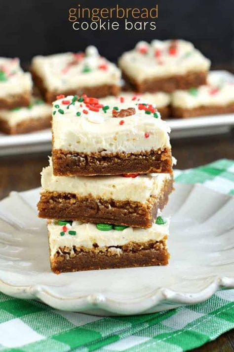 Gingerbread Cookie Bars Gingerbread Cookie Bars, Easy Gingerbread Cookies, Bars With Cream Cheese Frosting, Bars With Cream Cheese, Chewy Gingerbread Cookies, Gingerbread Cookies Decorated, Cheese Frosting Recipe, Soft Gingerbread Cookies, Shugary Sweets