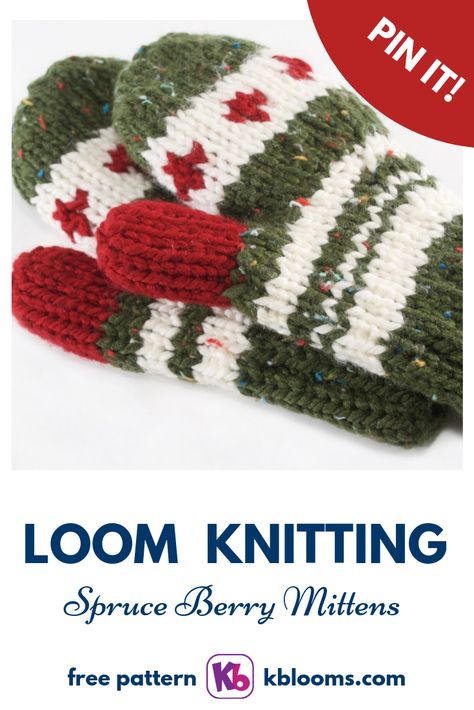 Loom Knit Cardigan, Loom Mittens Free Pattern, Loom Mittens, Loom Knitting Christmas Projects, Loom Knit Christmas Ornaments, Loom Knit Christmas, Round Loom Knitting Patterns, Loom Knit Mittens, Loom Knit Patterns