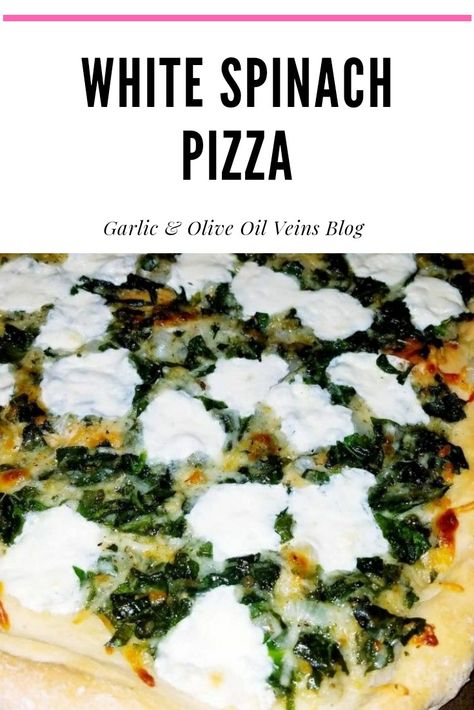 No Sauce Pizza, Olive Oil Pizza, Olive Pizza, Artichoke Pizza, White Pizza Recipes, Garlic Pizza, Spinach Pizza, Spinach Cheese, White Sauce Recipes