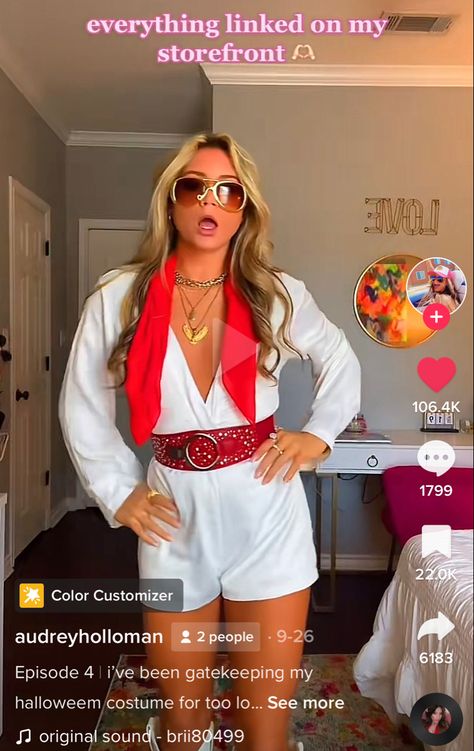 Cute Women Halloween Costume Ideas, Elvis Themed Outfit Women, Awkward Weather Outfit, Brunette Halloween Costumes Ideas Solo, Unique Hot Halloween Costumes Brunette, Diy Elvis Costume Women, Pop Star Costume Women, Elvis Presley Costume Women, Female Elvis Costume