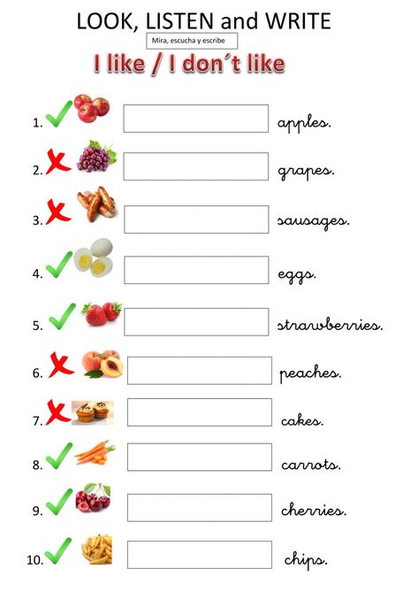 I Like I Don't Like Worksheets For Kids, Like Don't Like Worksheet, Food Worksheet, Abc Activities Preschool, Preschool Number Worksheets, English Worksheets For Kindergarten, Reading Comprehension Kindergarten, Kindergarten Reading Activities, Grammar For Kids