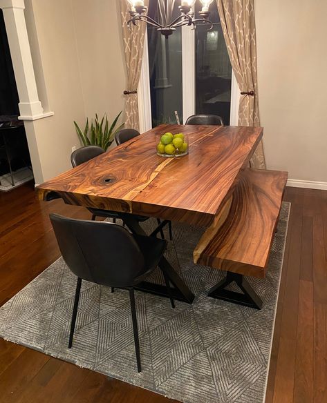 Guess House, Wood Dining Table Set, Toronto Interior Design, Table Live Edge, Best Living Room, Living Room Set, Dining Table Set, Solid Wood Furniture, Wood Dining Table